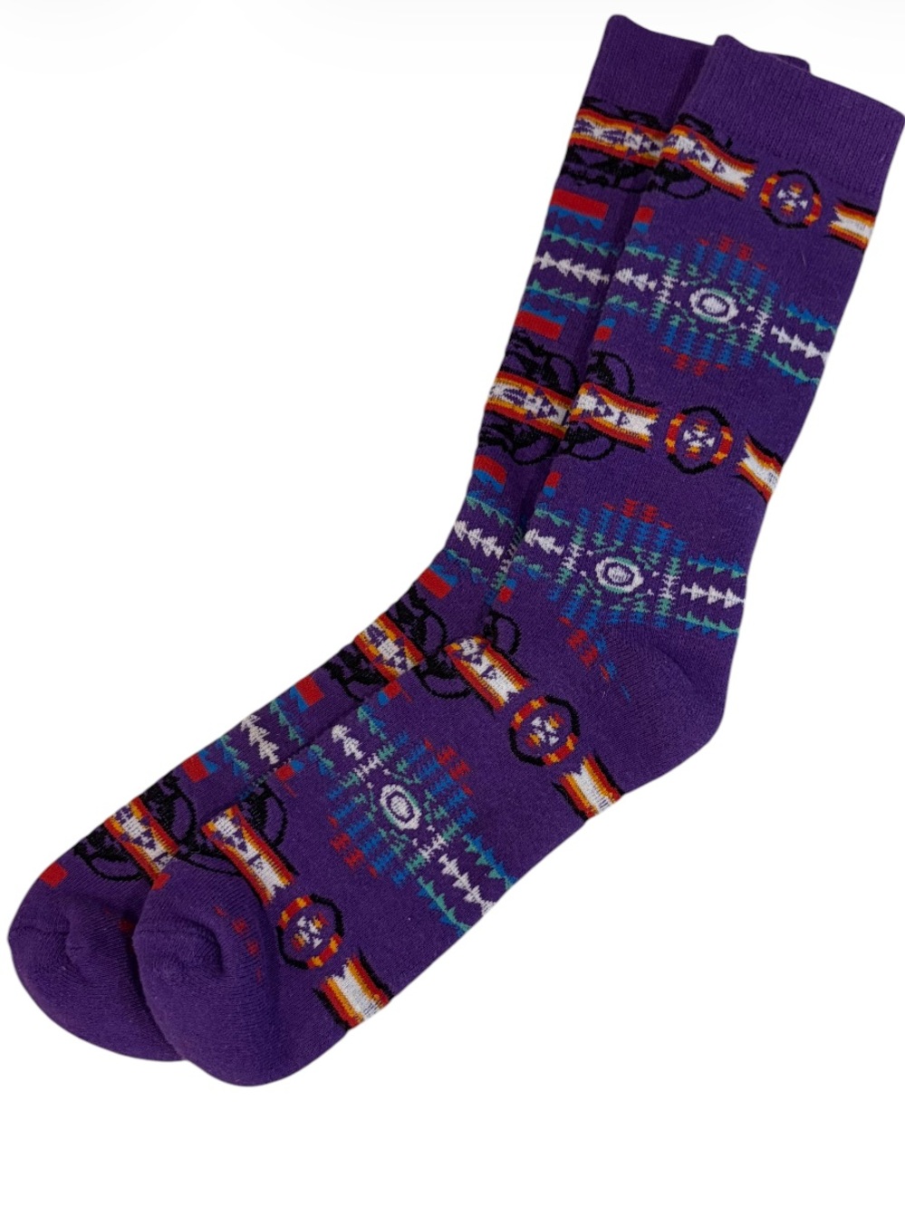 VTG 1990s Purple Aztec Patterned Crew Socks